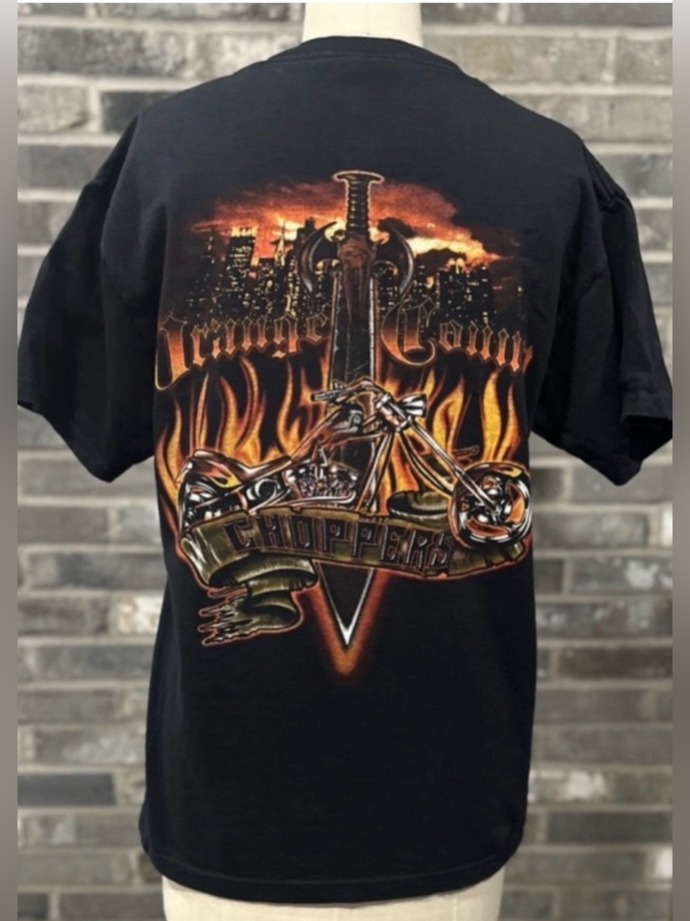 Y2K Orange County Choppers OCC Double Sided Biker T Shirt Mens M
